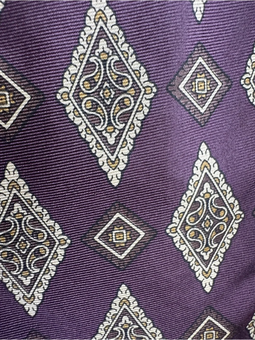 Chaps Ralph Lauren Silk Tie Purple Geometric Diamond USA 59.5 x 3.5